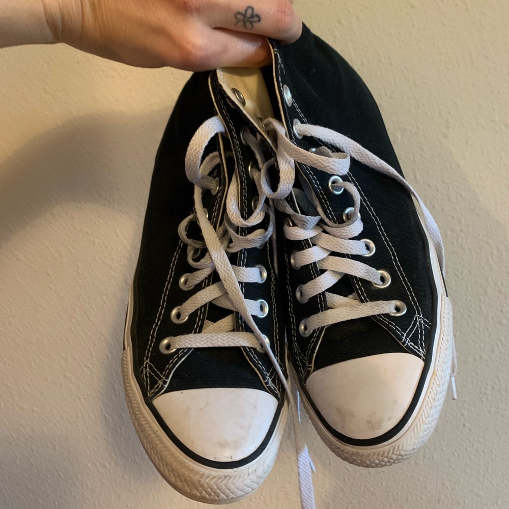 Black High-Top Sneakers with White Laces